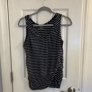 Motherhood Maternity Navy and White Striped Tank Top